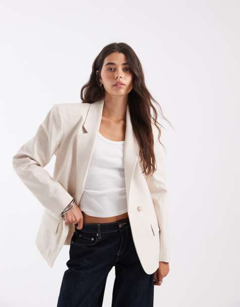 ASOS DESIGN - Americana entallada con hombros marcados y cintura ceñida en taupe jaspeado - view 1