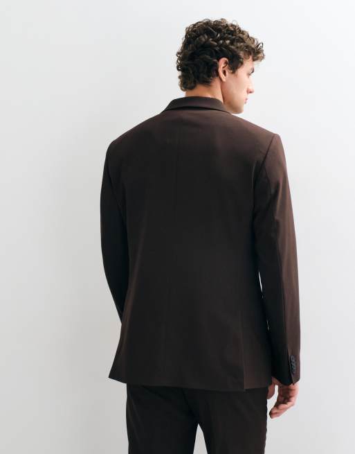 ASOS DESIGN americana entallada de traje en marrón oscuro, 2 de 5