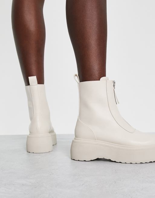 ASOS DESIGN – Amsterdam – Naturvita grova ankelboots med dragkedja, 2 av 4
