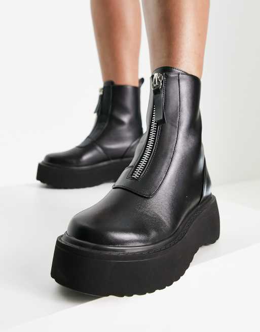 Ankle Boots Asos Stiefeletten Leder Schwarz Absatz ASOS DESIGN