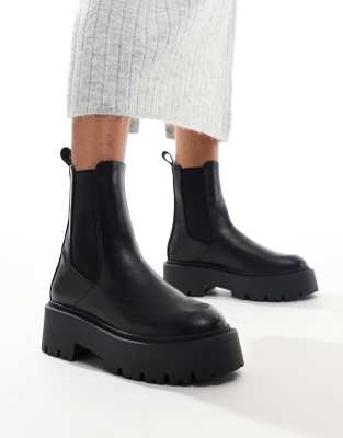 ASOS DESIGN - Amy - Chelsea-Stiefel in Schwarz mit dicker Sohle