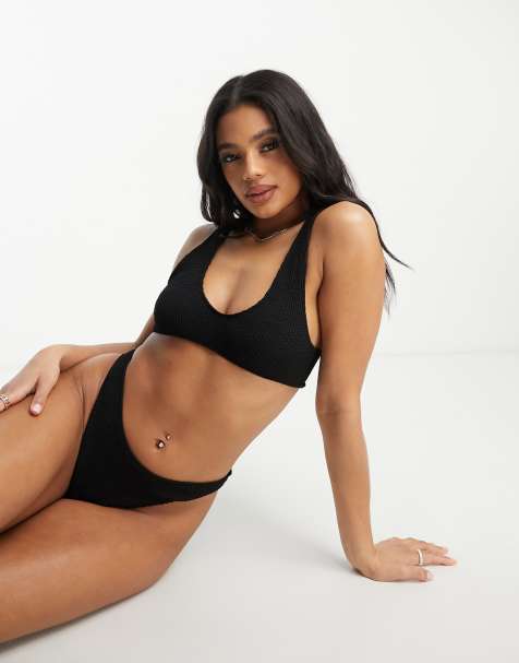 Missguided mix & match super high leg bikini bottom in black