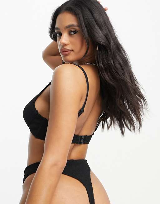 ASOS DESIGN - Amy - Mix and match - Haut de bikini à armature effet froissé - Noir, 2 de 4