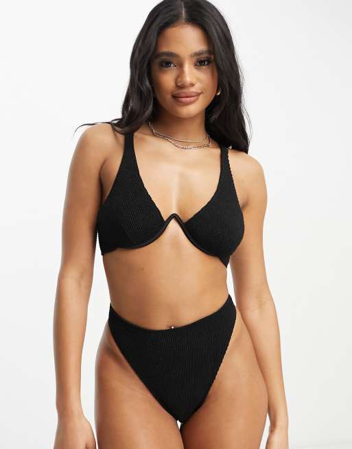 ASOS DESIGN - Amy - Mix and match - Haut de bikini à armature effet froissé - Noir, 4 de 4