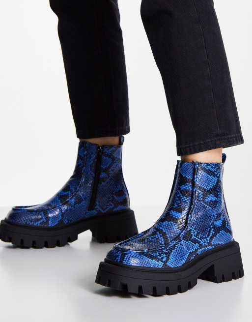 Blue shop snakeskin booties