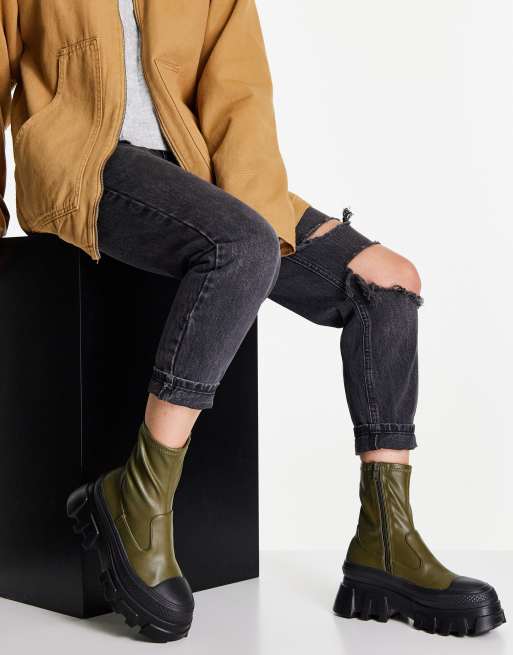 ASOS DESIGN - Anarchy - Bottines chunky à bout renforcé - Kaki, 4 de 4