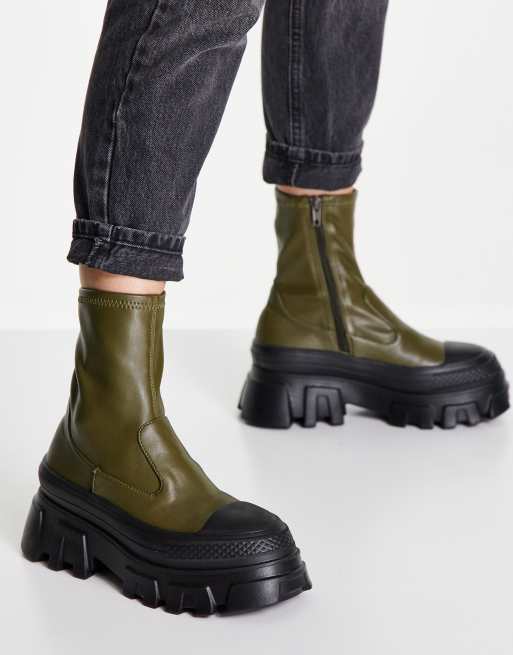 ASOS DESIGN - Anarchy - Laarzen met teenstuk en dikke zool in kaki