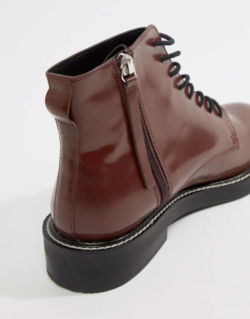 Asos design anarchy 2025 leather lace up boots