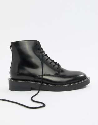 asos design anarchy leather lace up boots