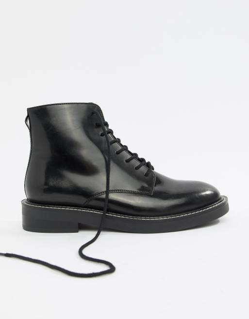 Asos design anarchy leather lace store up boots