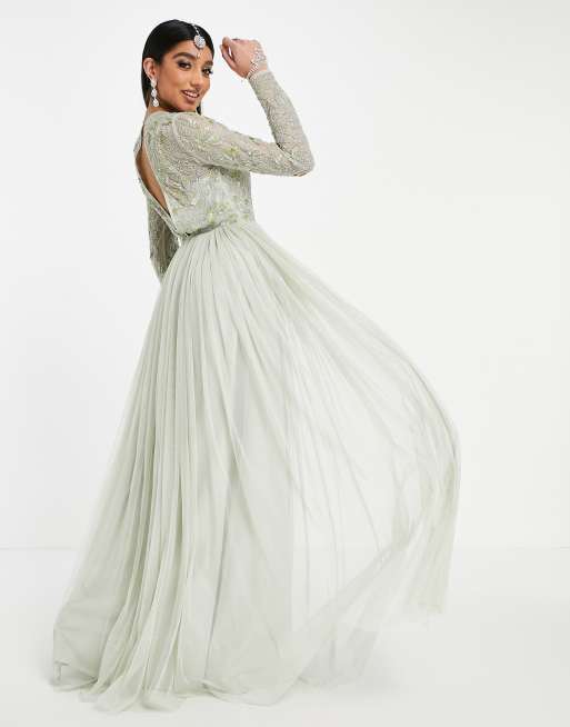 ASOS DESIGN - Anarkali - Blå maxikjole med perleudsmykning på livstykket, 2 af 4