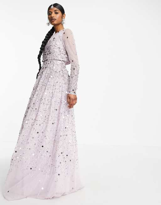 ASOS DESIGN – Anarkali – Lila maxiklänning med utspridda paljetter