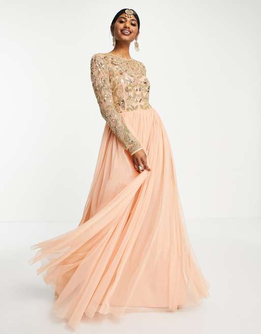 ASOS DESIGN Anarkali Vestito lungo con perline sul corpino