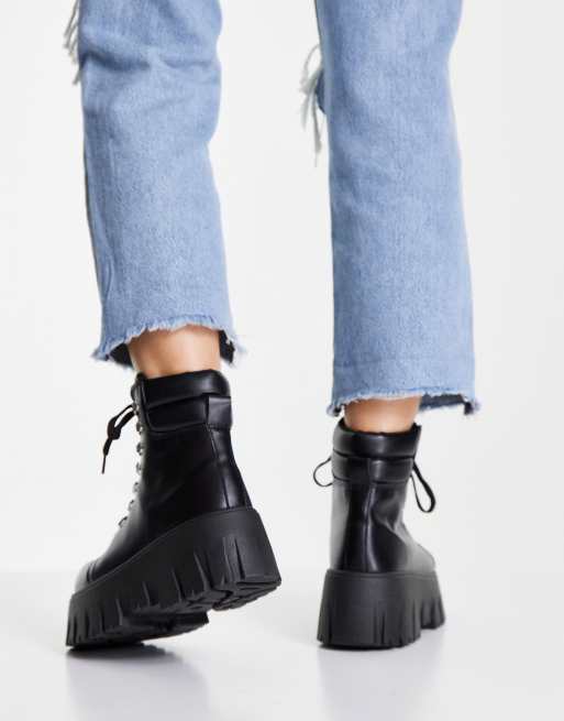 ASOS DESIGN - Anastasia - Pointure large - Bottines de randonnée chunky à lacets - Noir, 2 de 4