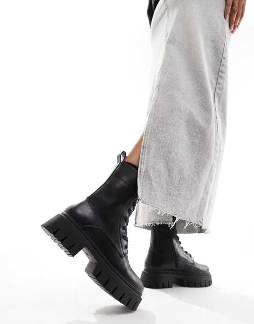 ASOS DESIGN Alliance chunky zip-front boots in black