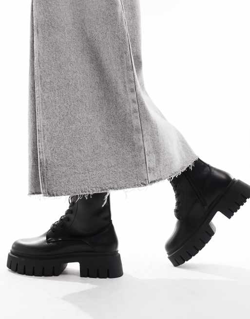 ASOS DESIGN – Anchor – Svarta grova boots med snörning, 3 av 4