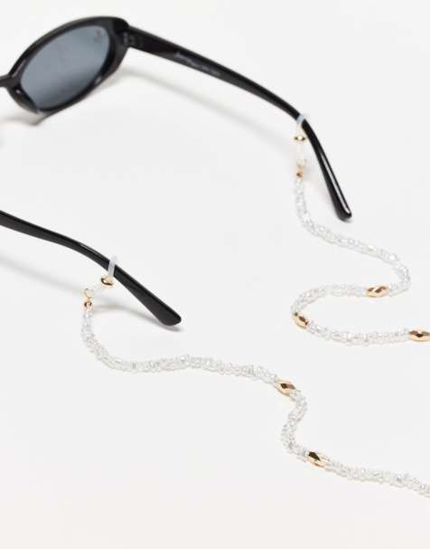 ASOS DESIGN – Łańcuszek do okularów przeciwsłonecznych w kolorze złota zdobiony sztucznymi perełkami słodkowodnymi - view 1