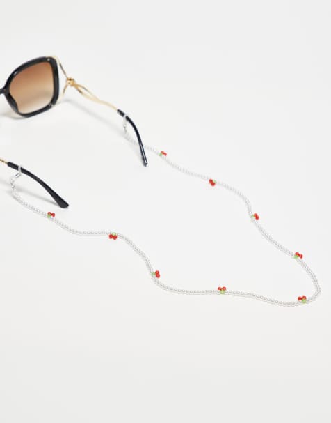 ASOS DESIGN – Łańcuszek do okularów przeciwsłonecznych ze sztucznych perełek i małych koralików w kształcie wisienek - view 1