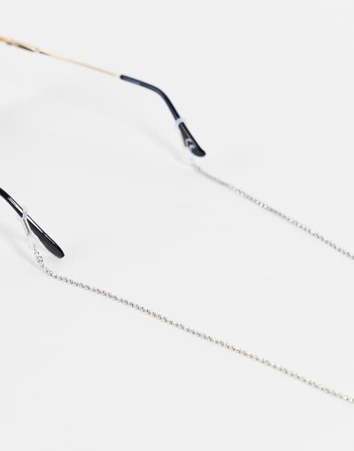 ASOS DESIGN – Łańcuszek do okularów w kolorze srebrnym z kryształkami