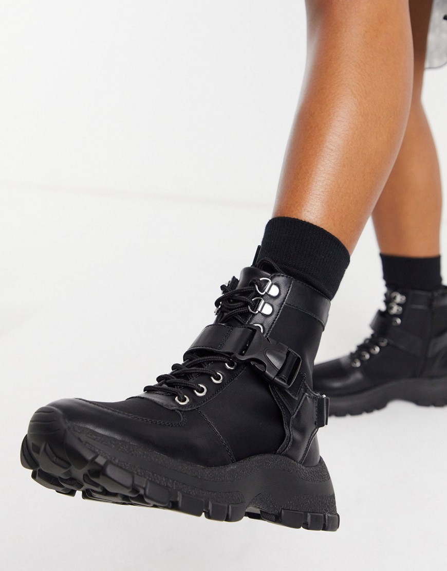 ASOS DESIGN Anderson sporty hiker boots in black