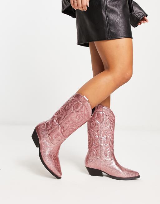 ASOS DESIGN - Andi - Bottes western mi-mollet plates irisées effet miroir