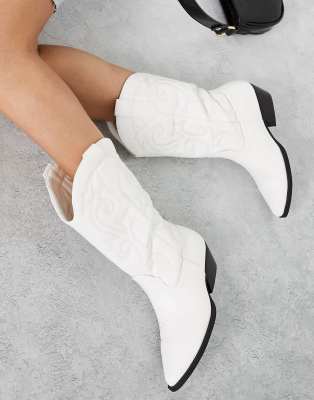 ASOS DESIGN Andi flat western boots in white - ASOS Price Checker