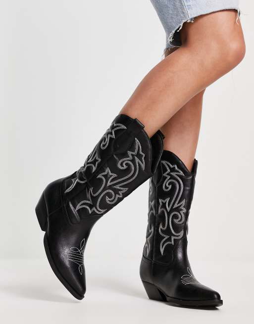 Flat black hot sale cowboy boots