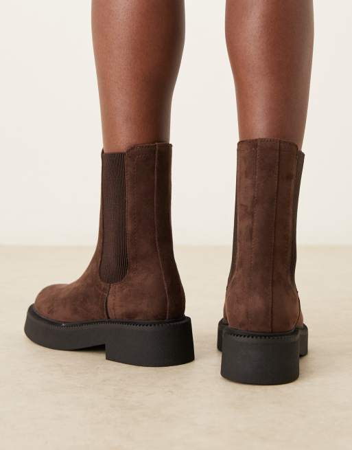 ASOS DESIGN - Andy - Bottines Chelsea plates en suédine avec semelle chunky - Chocolat, 3 de 4