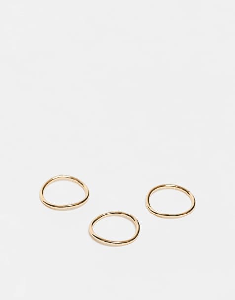 ASOS DESIGN - Anelli impilabili placcati in oro 14 k con design tubolare sottile - view 1