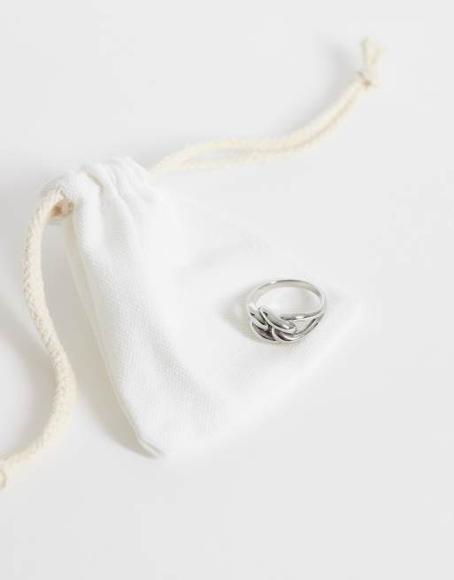 ASOS DESIGN - Anello a catenina in acciaio inossidabile resistente all'acqua argentato, 2 di 3