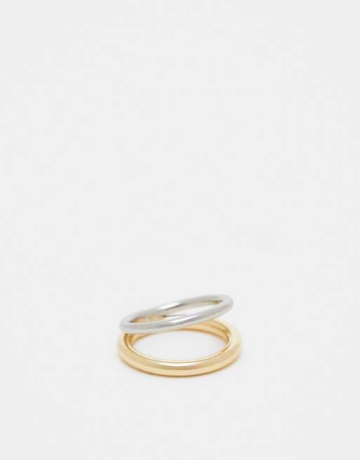ASOS DESIGN - Anello a doppia fascia con design bicolore