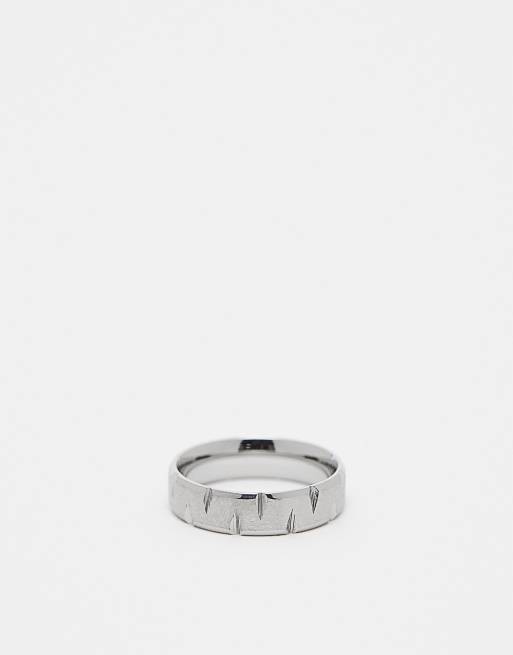 ASOS DESIGN - Anello a fascia in acciaio inossidabile resistente all'acqua argentato