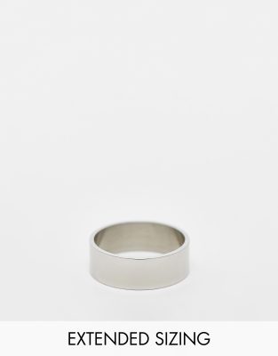 ASOS DESIGN - Anello a fascia in acciaio inossidabile resistente all'acqua argentato