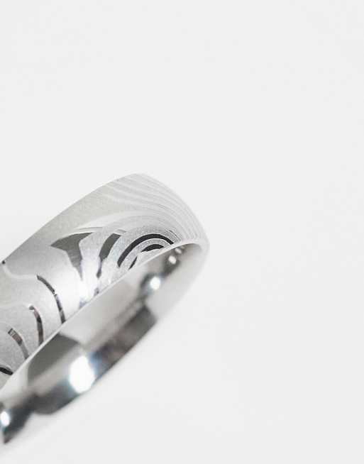 ASOS DESIGN - Anello a fascia in acciaio inossidabile resistente all'acqua argentato, 3 di 4