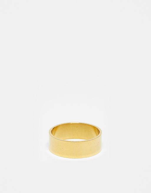 ASOS DESIGN - Anello a fascia in acciaio inossidabile resistente all'acqua dorato