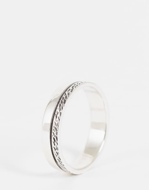ASOS DESIGN Anello a fascia in argento sterling con dettaglio