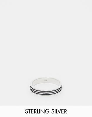 ASOS DESIGN - Anello a fascia in argento sterling con motivo inciso