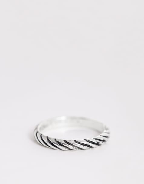ASOS DESIGN - Anello a fascia intrecciata tonalità argento brunito - view 1