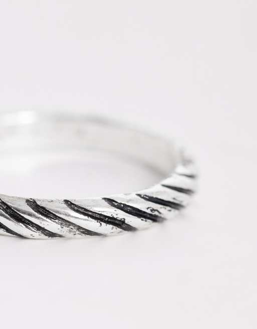 ASOS DESIGN - Anello a fascia intrecciata tonalità argento brunito, 2 di 3