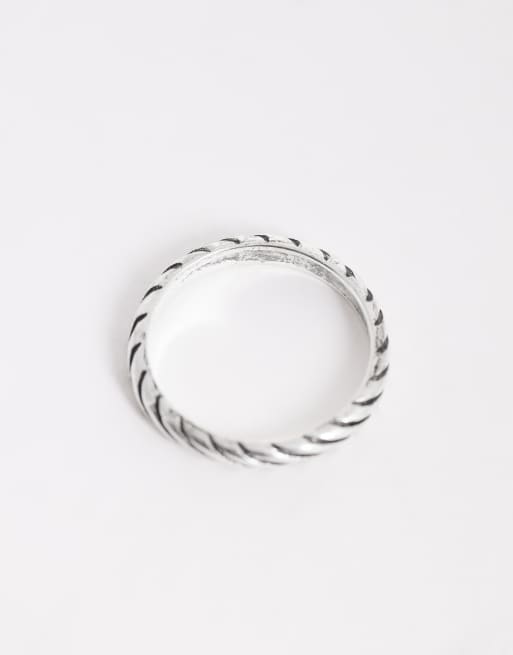 ASOS DESIGN - Anello a fascia intrecciata tonalità argento brunito, 3 di 3