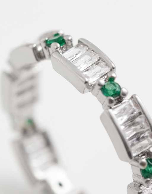 ASOS DESIGN - Anello a fascia tondo con zirconia cubica color argento, 2 di 3