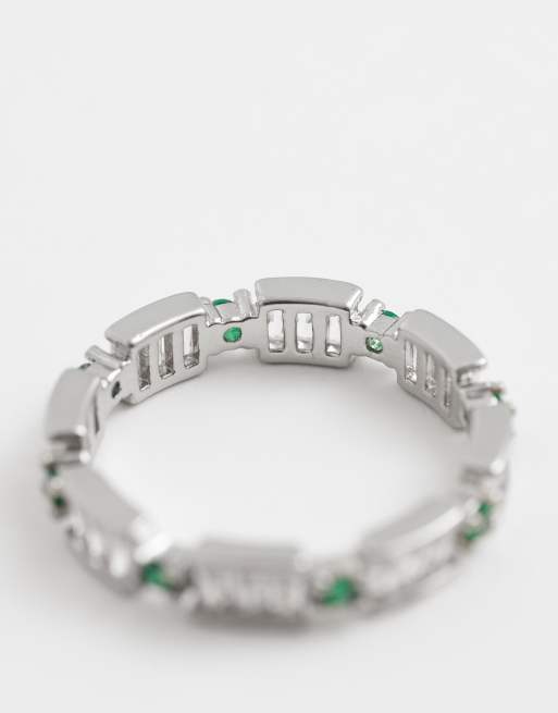 ASOS DESIGN - Anello a fascia tondo con zirconia cubica color argento, 3 di 3
