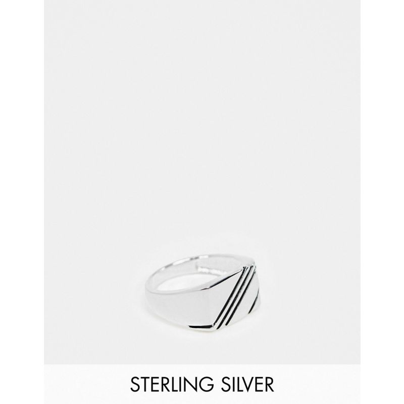 nJtjA Anelli DESIGN - Anello a sigillo in argento sterling con design a contrasto