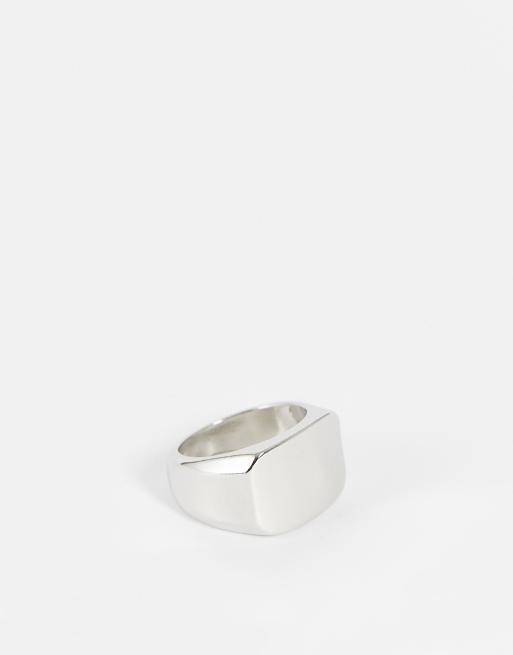 ASOS DESIGN - Anello a sigillo squadrato, colore argento