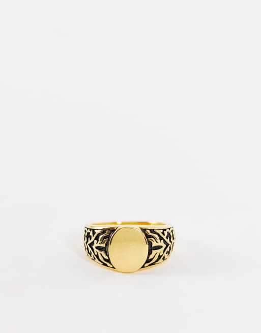 ASOS DESIGN - Anello a sigillo vintage placcato oro 14 ct, 4 di 4