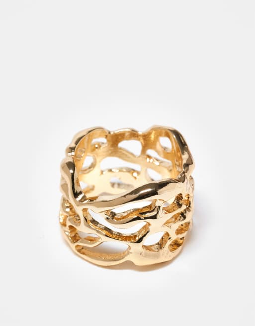 ASOS DESIGN - Anello a spirale color oro effetto fuso