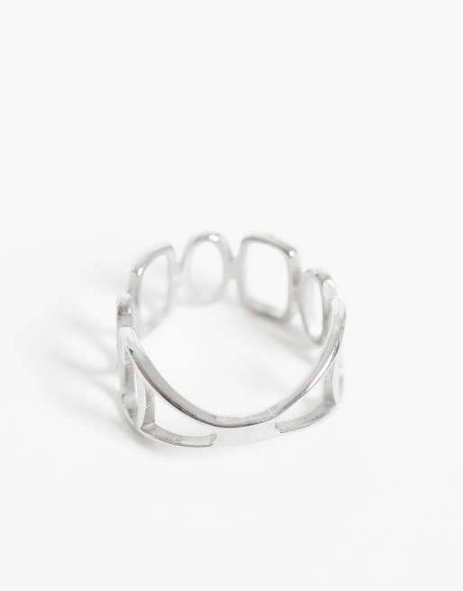 ASOS DESIGN - Anello argentato in acciaio inossidabile resistente all'acqua con design rotondo, 3 di 3
