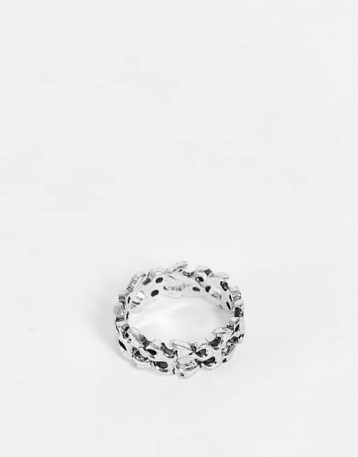 ASOS DESIGN - Anello argento brunito con fiamma