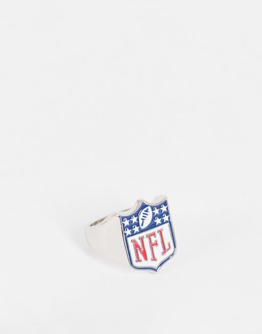 ASOS DESIGN - Anello argento con a sigillo NFL smaltato