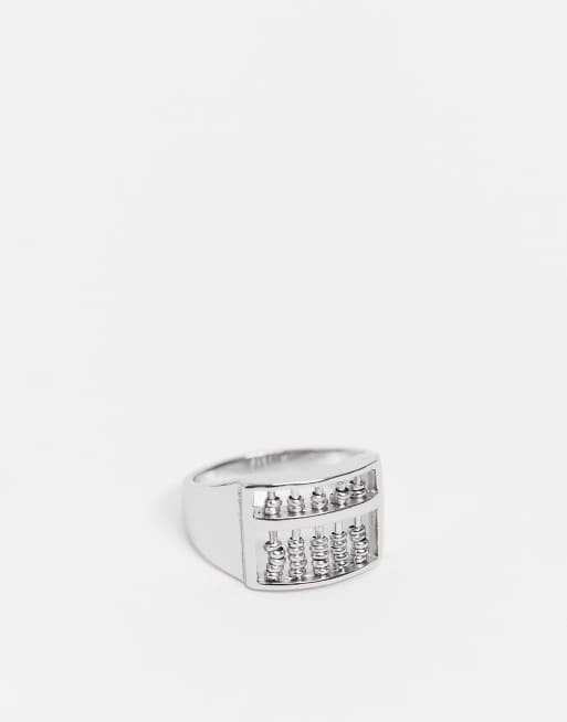ASOS DESIGN - Anello argento con abaco che si sposta